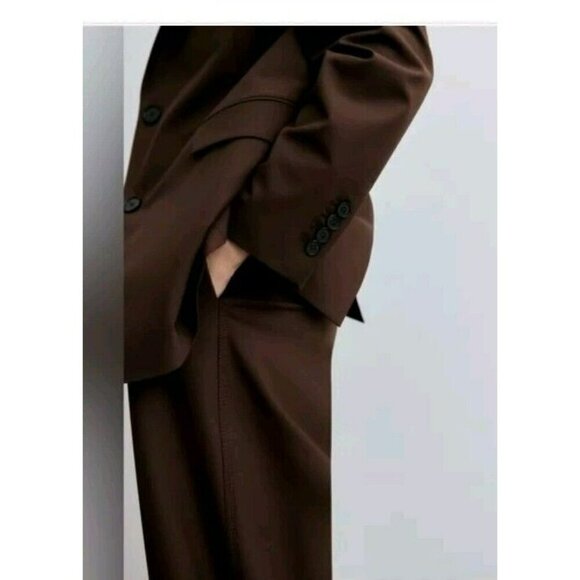 Zara Pants Trousers Women M Pants Ankle Brown Cropped NEW 2232 645 - Picture 7 of 8